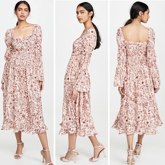 AMUR Filipa Floral Silk Midi Dress | SZ 6 - Picture 3 of 16